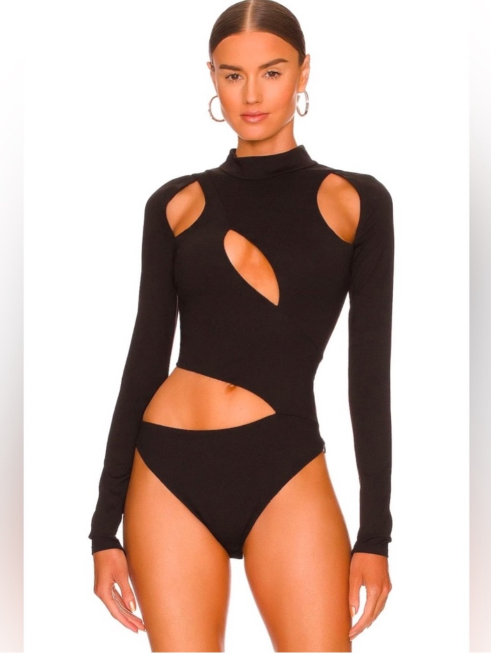 Revolve Black Cutout Long-Sleeve Bodysuit